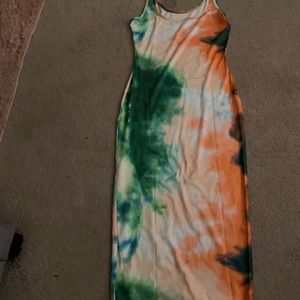 Orange green dress